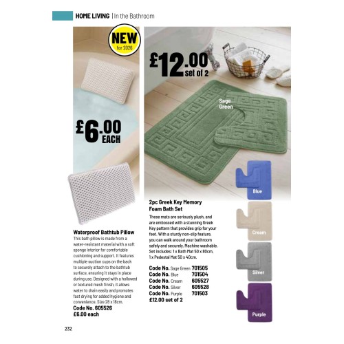 605528 2pc Greek Key Memory Foam Bath Set-silver