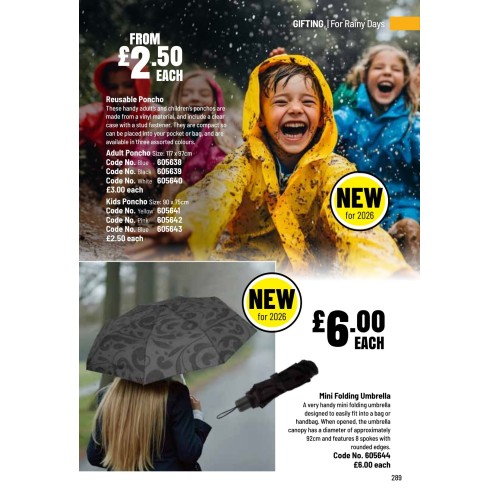 605639 Adult Reusable Poncho - Black
