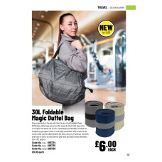 605734 30L Foldable Magic Duffel Bag - Grey 