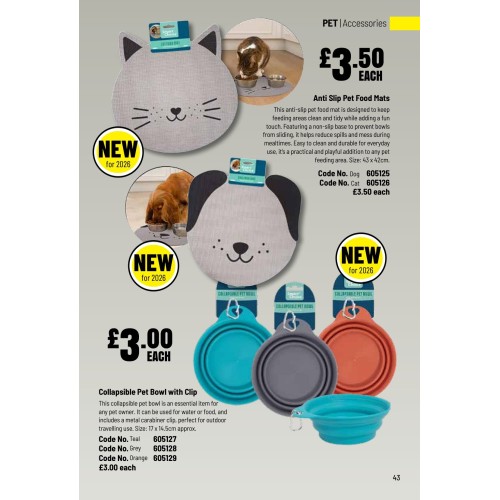 605126 Anti Slip Pet Food Mats - Cat