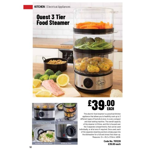 701228 Quest 3 Tier Food Steamer