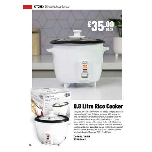 701519 Quest 0.8 Litre Rice Cooker 