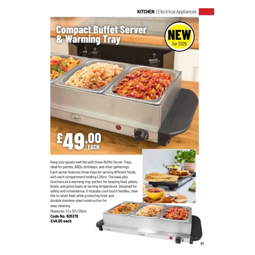 605179 Compact Buffet Server & Warming Tray
