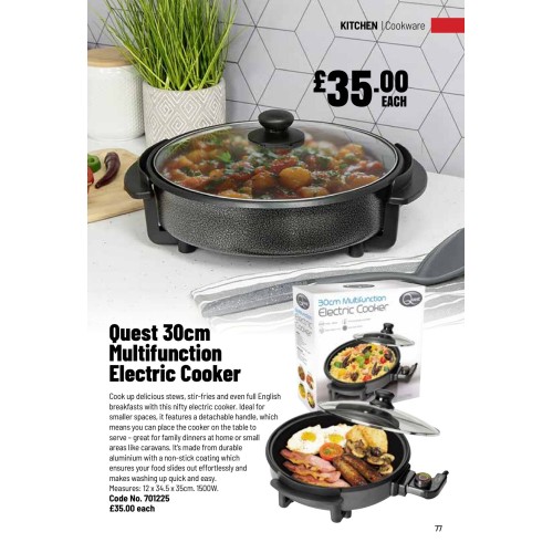 701225 Quest 30cmMultifunction Electric Cooker