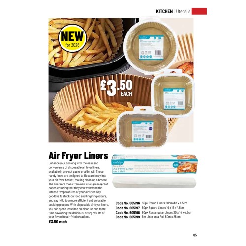 605196 Air Fryer Liners 50pk Round Liners