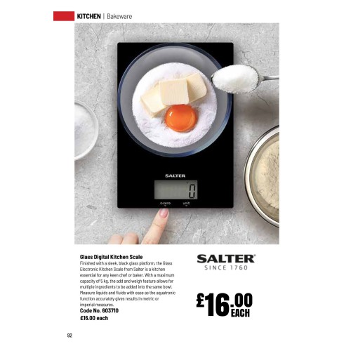 603710 Salter Glass Digital Kitchen Scale 