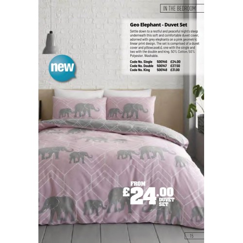 500146 Geo Elephant - Duvet Set Single