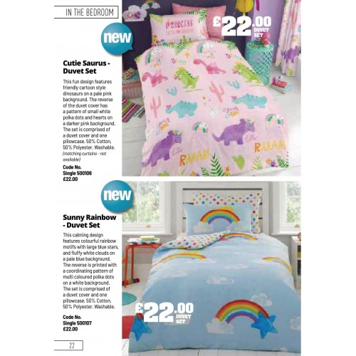 500106 Cutie Saurus - Duvet Set Single