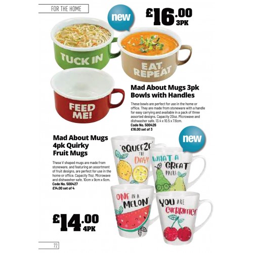 500426 Mad About Mugs 3pk Bowls with Handles 