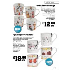 500428 Mad About Mugs 4pk Animal love mugs 