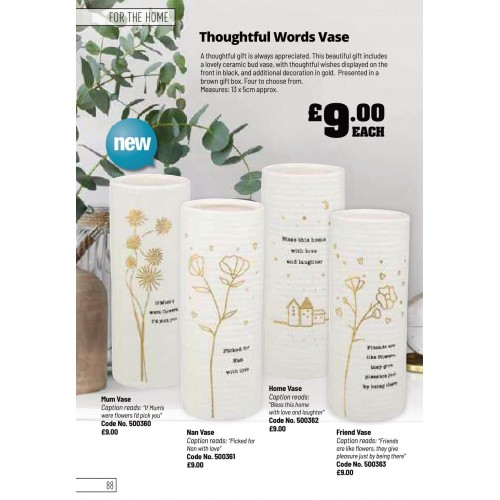 500362 Thoughtful Words Vase Home