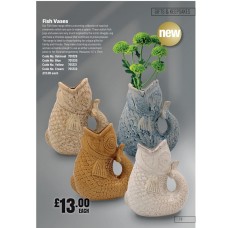 701329 Fish Vases Oatmeal