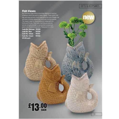 701332 Fish Vases Cream