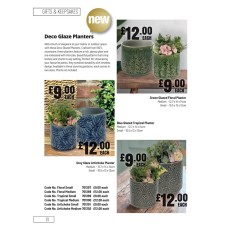 701297 Deco Glaze Planters Floral- Small