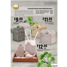 701346 2pk Ceramic House Shaped Wax Melt Burners Medium Wax Melt Burner 
