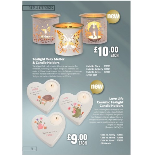 701363 Tealight Wax Melter and Candle Holders Floral