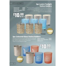 701372 3pc Lustre Tealight Votive Holders  Silver