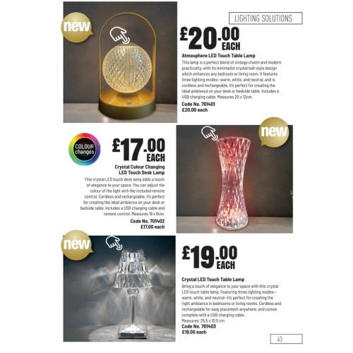 701403 Crystal LED Touch Table Lamp 