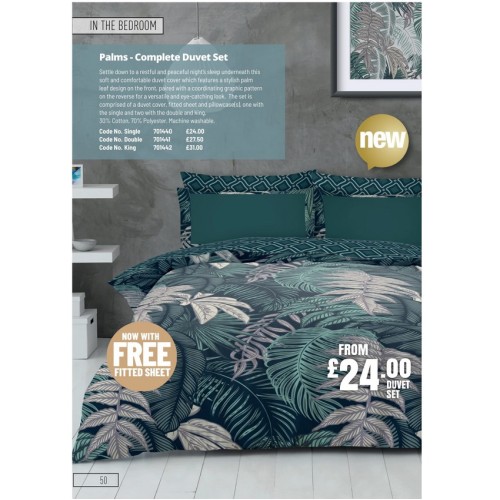 701441 Complete Duvet Set - Palms Double 