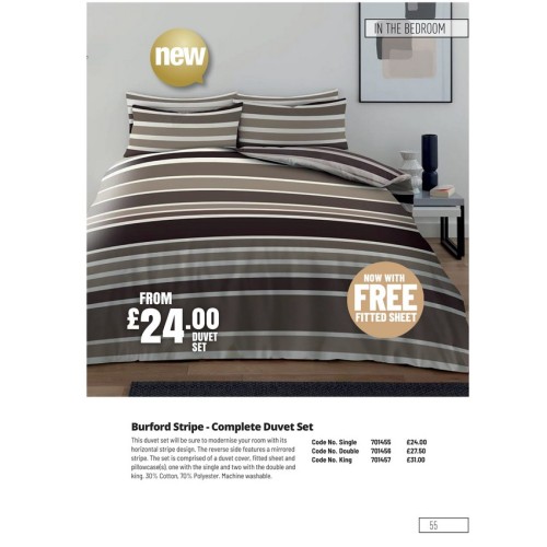 701456 Complete Duvet Set - Burford Stripe Double 