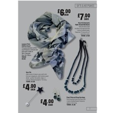 701610 Grey/Black Leaves Print Chiffon Scarf 