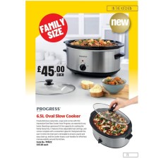 701522 Progress 6.5L Oval Slow Cooker 