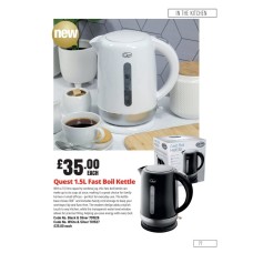 701526 Quest 1.5L Fast Boil Kettle Black & Silver
