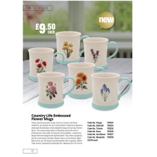 701323 Country Life Embossed Flower Mugs Poppy