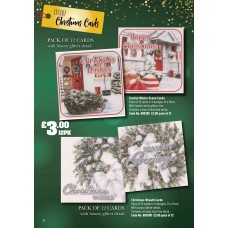 900300 Pack of 12 cards in 2 designs Christmas Wreath Cards