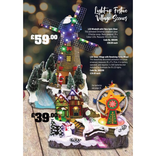 900206 LED Xmas Village With Revolving Ferris Wheel