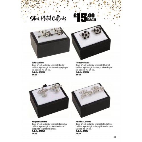 900239 Silver Plated Cufflinks Football