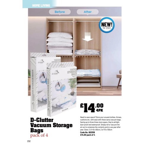 602518 4PK D-Clutter Vacuum Storage Bags