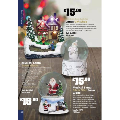 900417 Musical Santa Silver Star Snow Globe