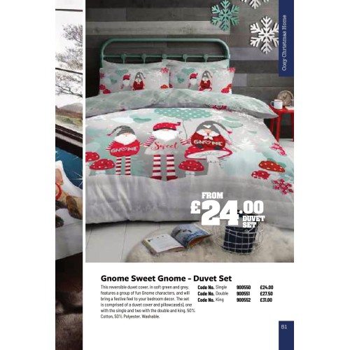 900551 Gnome Sweet Gnome - Duvet Set Double 