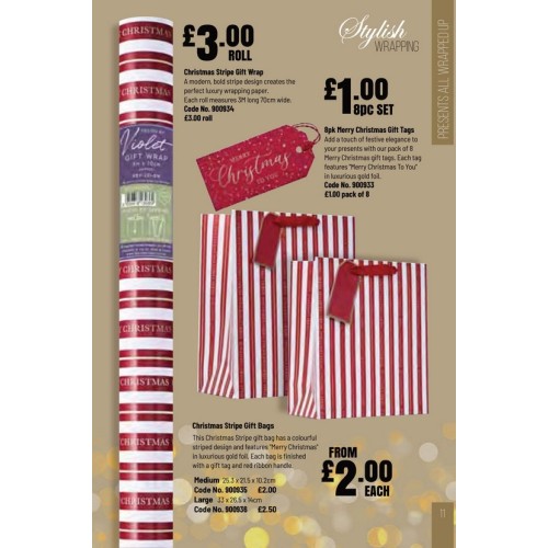 900934 Christmas Stripe Gift Wrap 
