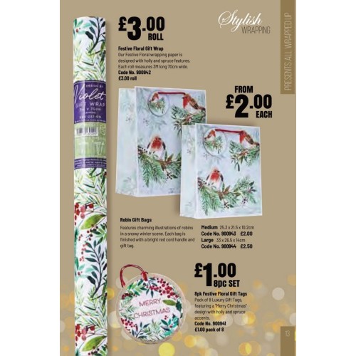 900944 Festive Floral Gift Bag Large