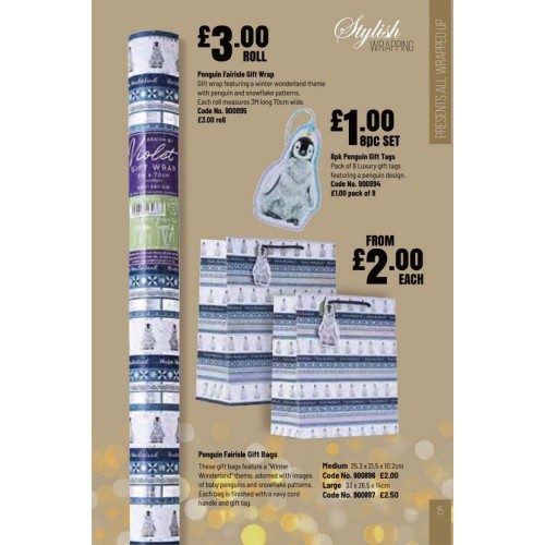 900896 Penguin Fairisle Gift Bag Medium