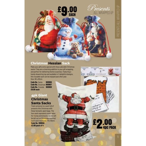900908 Christmas Hessian Sack Fireside