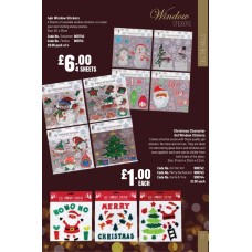 900744 Christmas Cahracter Gel Window Stickers Santa Tree