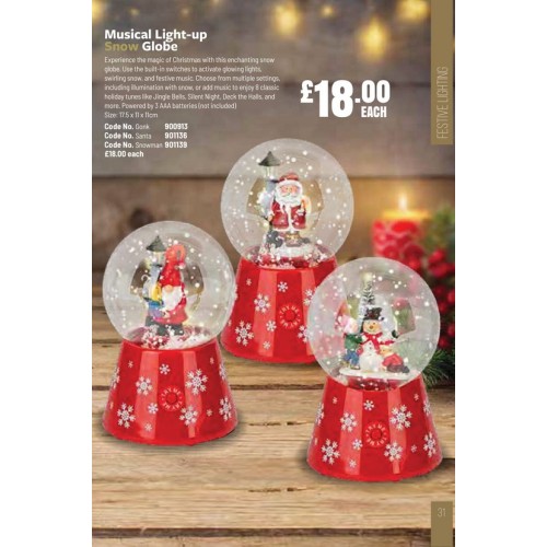 901139 Musical Light-up Snow Globe Snowman