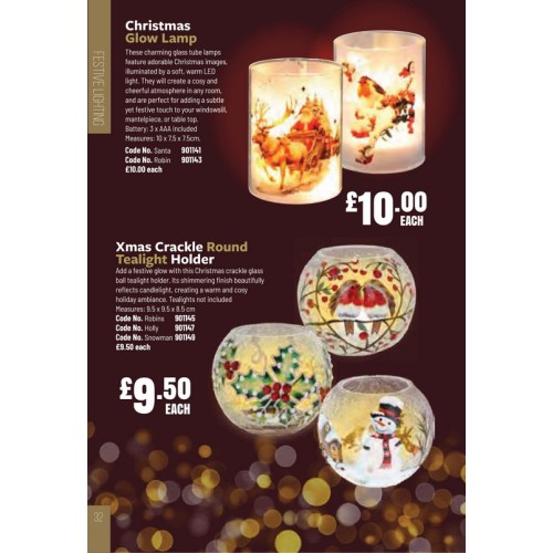 901149 Xmas Crackle Round Tealight Holder Snowman