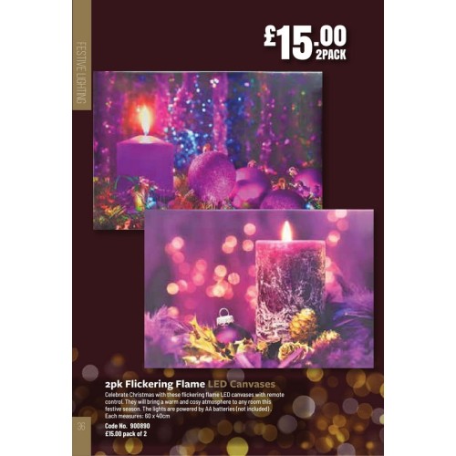 900890 2pk Flickering Flame LED Canvases