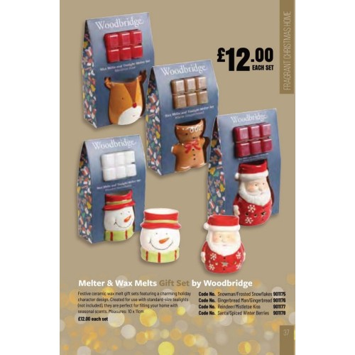901175 Melter & Wax Melts Gift Set  Snowman/Frosted Snowflakes