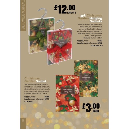 901169 Christmas Garden Sachet Cedar