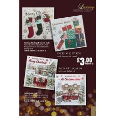 900918 12pk Luxury Christmas Cards Stockings & Presents