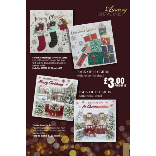 900919 12pk Luxury Christmas Cards Festive House