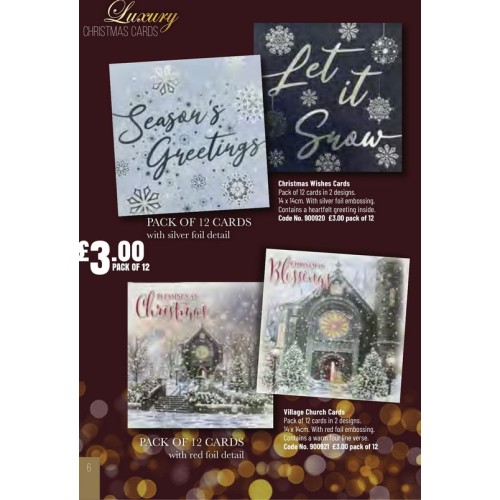 900921 12pk Luxury Christmas Cards Village Church