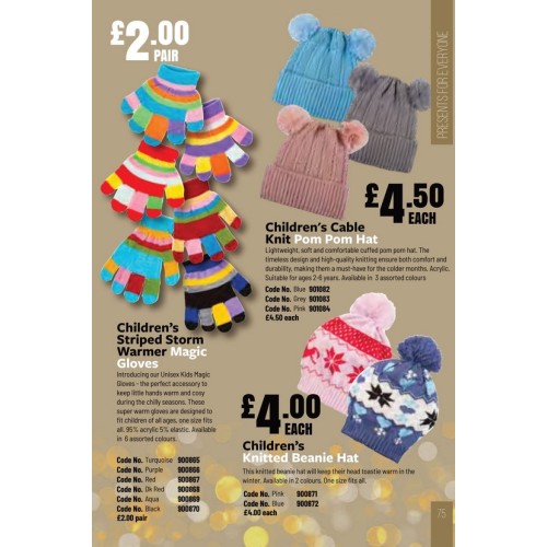 901082 Childrens Cable Knit Pom Pom Hat Blue 