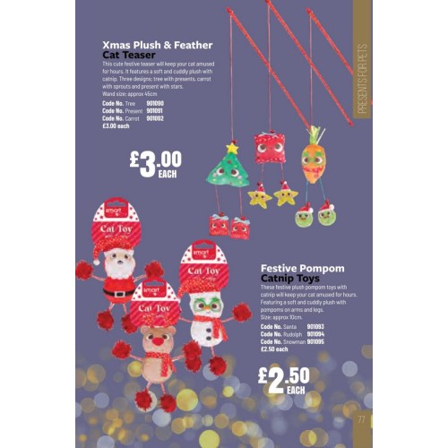 901095 Festive Pompom Catnip Toys Snowman