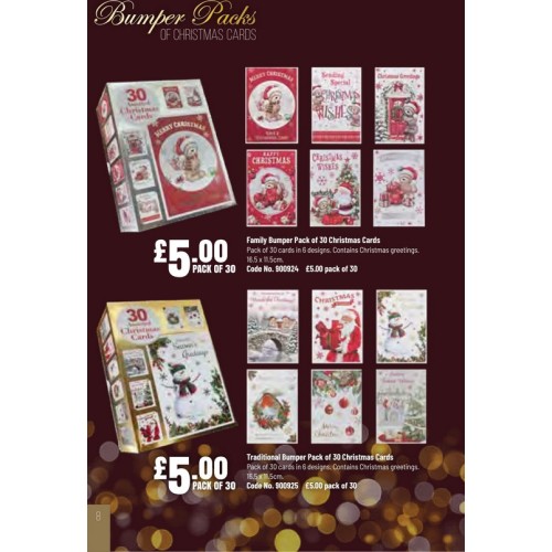 900925 Bumper 30pk Christmas Cards Traditional